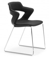 Zen Sled Chair. Chrome Frame. Fully Upholstered Internal Back. Any Fabric Colour